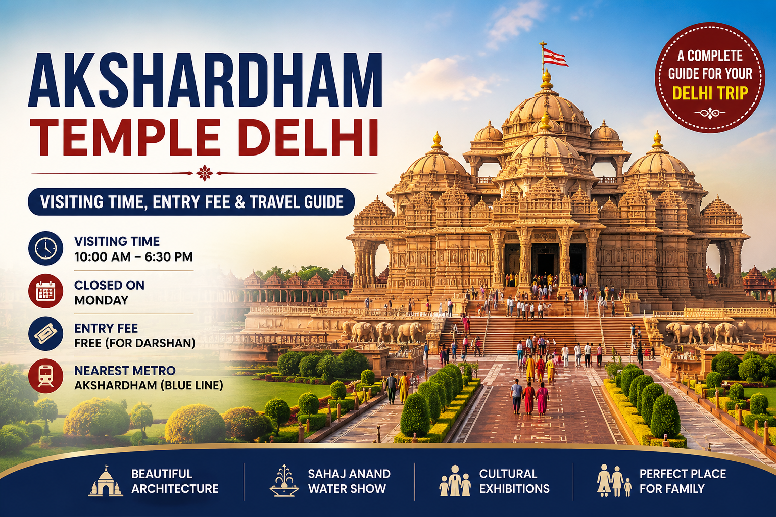 Akshardham Temple Delhi main entrance with beautiful architecture