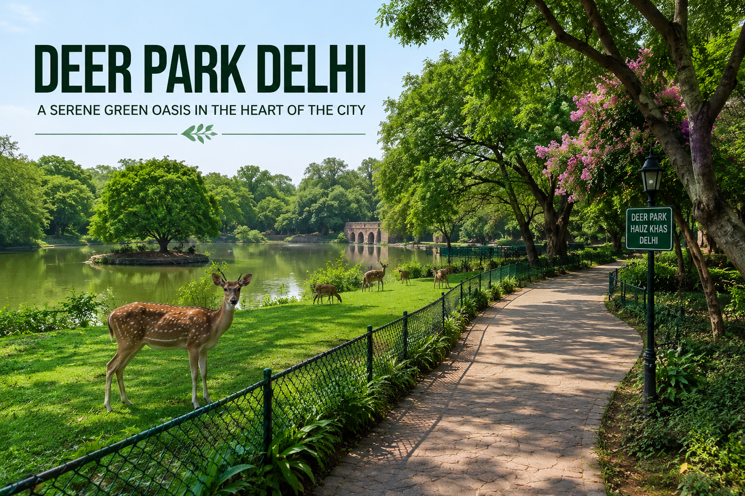 Deer Park Delhi greenery and deer enclosure