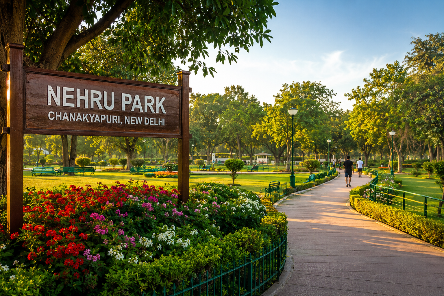 Nehru Park Delhi lush green gardens and walking track