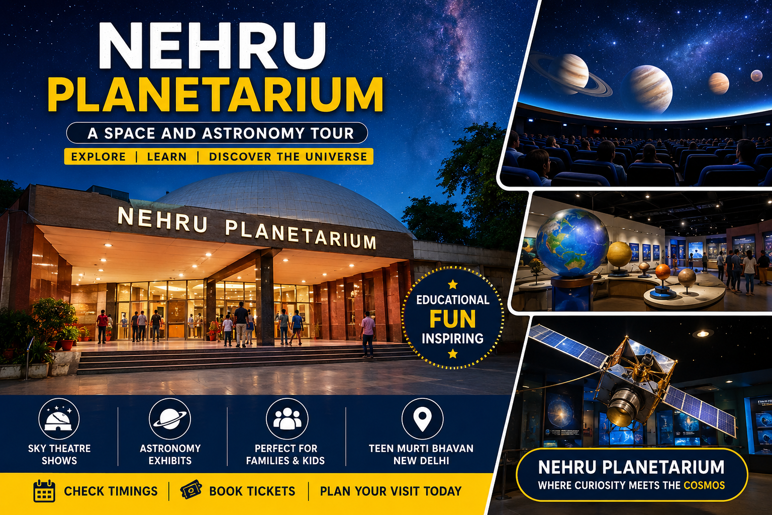 Nehru Planetarium New Delhi tickets entrance with Sky Theatre and space exhibition