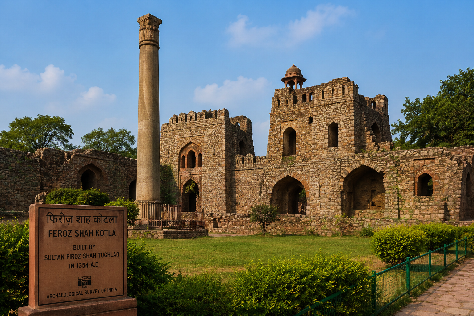 Feroz Shah Kotla Fort ruins in Delhi