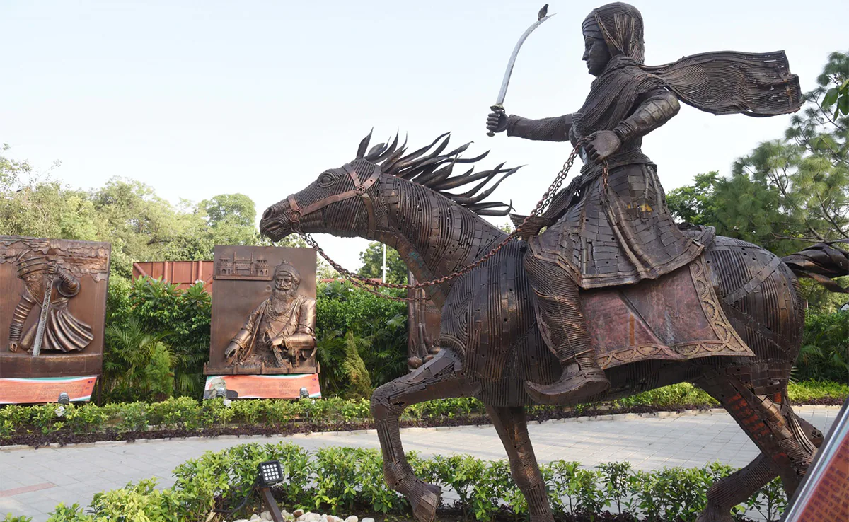 Sculptures made from recycled waste at Waste to Wonder Park in North Delhi.