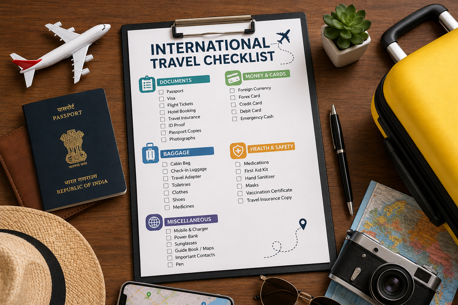 International Travel Checklist India for first-time travelers