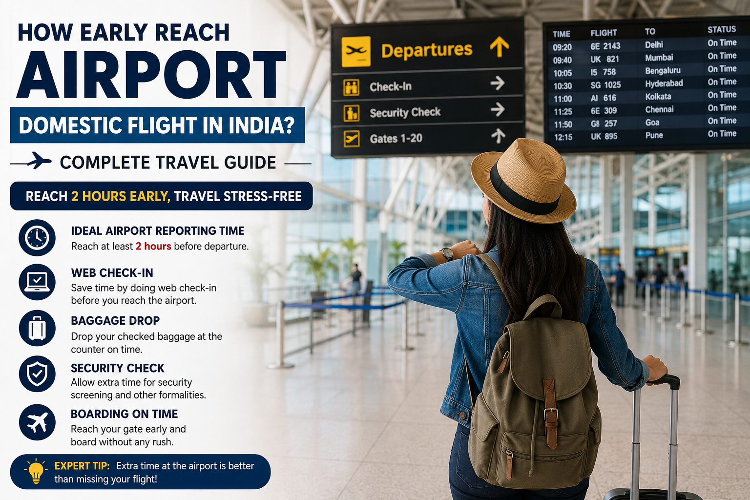 how early reach airport domestic flight in India