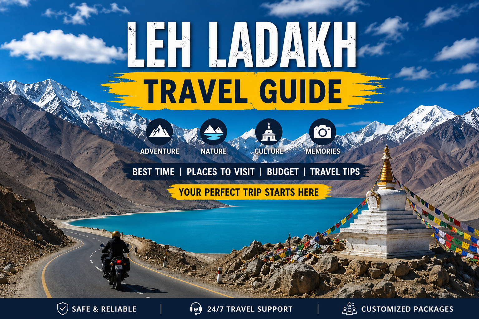 Ladakh tour package with Pangong Lake and Himalayan mountains